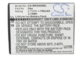Battery for Wiko DEA Dea 3.7V Li-ion 750mAh / 2.78Wh