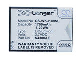 Battery for Wiko Jimmy S4300AE 3.7V Li-ion 1700mAh / 6.29Wh