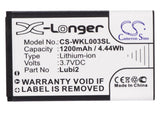 Battery for Wiko Lubi 2 Lubi2, RIFF 3.7V Li-ion 1200mAh / 4.44Wh