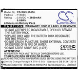 Battery for Wiko Lenny 5  115823 3.8V Li-ion 2600mAh / 9.88Wh