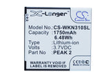 Battery for Wiko N310 Cink Peax 2, PEAK 2 3.7V Li-ion 1750mAh / 6.48Wh