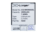 Battery for Wiko Rainbow Lite 4G 5222, S5222 3.7V Li-ion 2000mAh / 7.40Wh