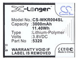 Battery for Wiko RIDGE FAB 4G 5320, 5320B 3.8V Li-Polymer 3000mAh / 11.40Wh