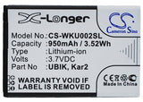 Battery for Wiko UBIK DOLFY, Kar2, UBIK, Venia 3.7V Li-ion 950mAh / 3.52Wh