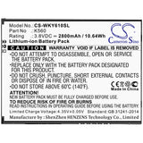 Battery for Wiko W-K560 K560 3.8V Li-ion 2800mAh / 10.64Wh