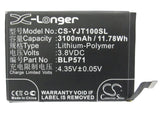 Battery for Oneplus One BLP571 3.8V Li-Polymer 3100mAh / 11.78Wh
