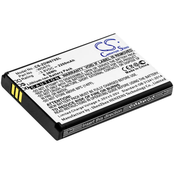 Battery for ZTE WD670 DC015, WD670 3.8V Li-ion 2200mAh / 8.36Wh