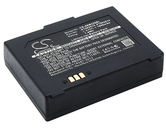 Battery for Zebra EM 220 AK18913-001, P1002512, P1002514 7.4VV Li-ion 1000mAh / 