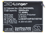 Battery for ZTE Nubia Z7 Li3830T43P3h745750 3.8V Li-Polymer 3000mAh / 11.40Wh