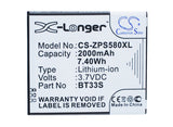 Battery for ZOPO ZP580 BT33S 3.7V Li-ion 2000mAh / 7.40Wh