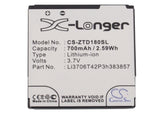 Battery for ZTE C321 Li3706T42P3h383857 3.7V Li-ion 700mAh / 2.59Wh