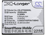 Battery for ZTE D6 Dual SIM TD-LTE LI3822T43P3h716042 3.8V Li-ion 2200mAh / 8.36