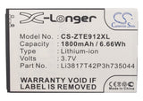 Battery for ZTE Overture Li3817T43P3h735044, Li3818T42P3h735044 3.7V Li-ion 1800