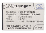 Battery for AT&T Radiant Li3817T42P3h735044 3.7V Li-ion 1800mAh / 6.66Wh