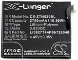 Battery for ZTE NX529J Li3827T44P6h726040 3.85V Li-Polymer 2750mAh / 10.59Wh