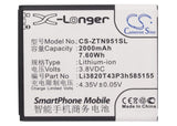Battery for ZTE Z998 Li3820T43P3h585155 3.8V Li-ion 2000mAh / 7.60Wh