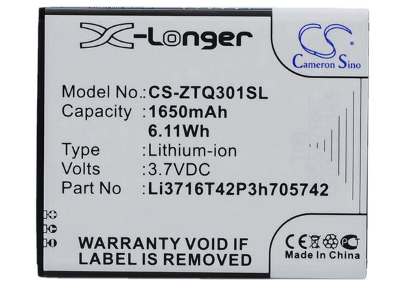 Battery for A+World CG503 Li3716T42P3h705742 3.7V Li-ion 1650mAh / 6.11Wh