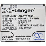 Battery for ZTE R239 Li3706T42P3h453756 3.7V Li-ion 650mAh / 2.41Wh