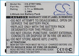 Battery for ZTE R710 MBP890E 3.7V Li-ion 900mAh