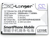 Battery for ZTE Blade Q Maxi Li3720T43P4h825839 3.8V Li-ion 2000mAh / 7.60Wh