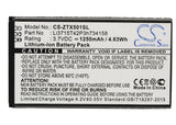 Battery for ZTE X500M Li3715T42P3h734158 3.7V Li-ion 1250mAh / 4.63Wh